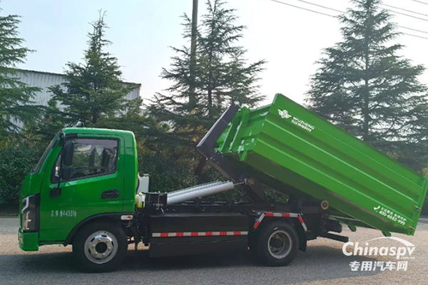 五征純電動(dòng)車廂可卸式垃圾車，可一車多箱，垃圾收集站轉(zhuǎn)運(yùn)配套