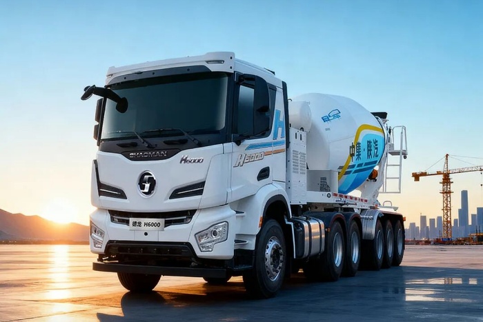 中集·陜汽一體化H6000混動牽引攪拌車，更省、更快、更能賺