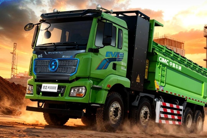 中集·陜汽M3000E一體化純電U型渣土車，為高效運營而生！