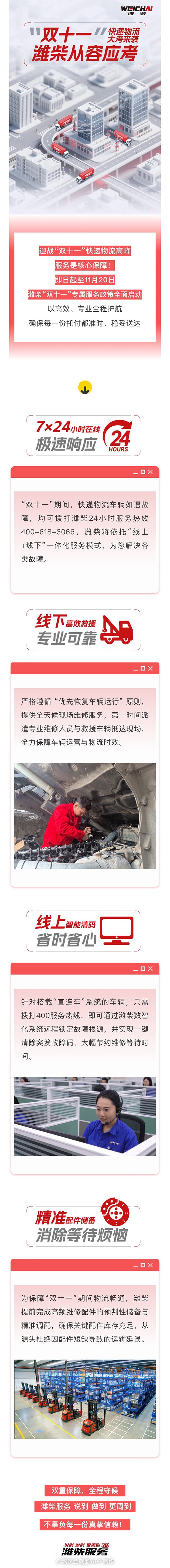 迎戰(zhàn)“雙十一”，濰柴服務從容應考