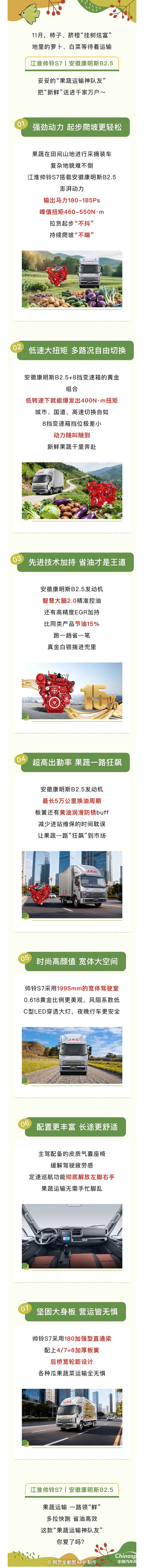 果蔬運輸一路領(lǐng)“鮮”！江淮帥鈴S7安徽康明斯B2.5讓新鮮極速達(dá)